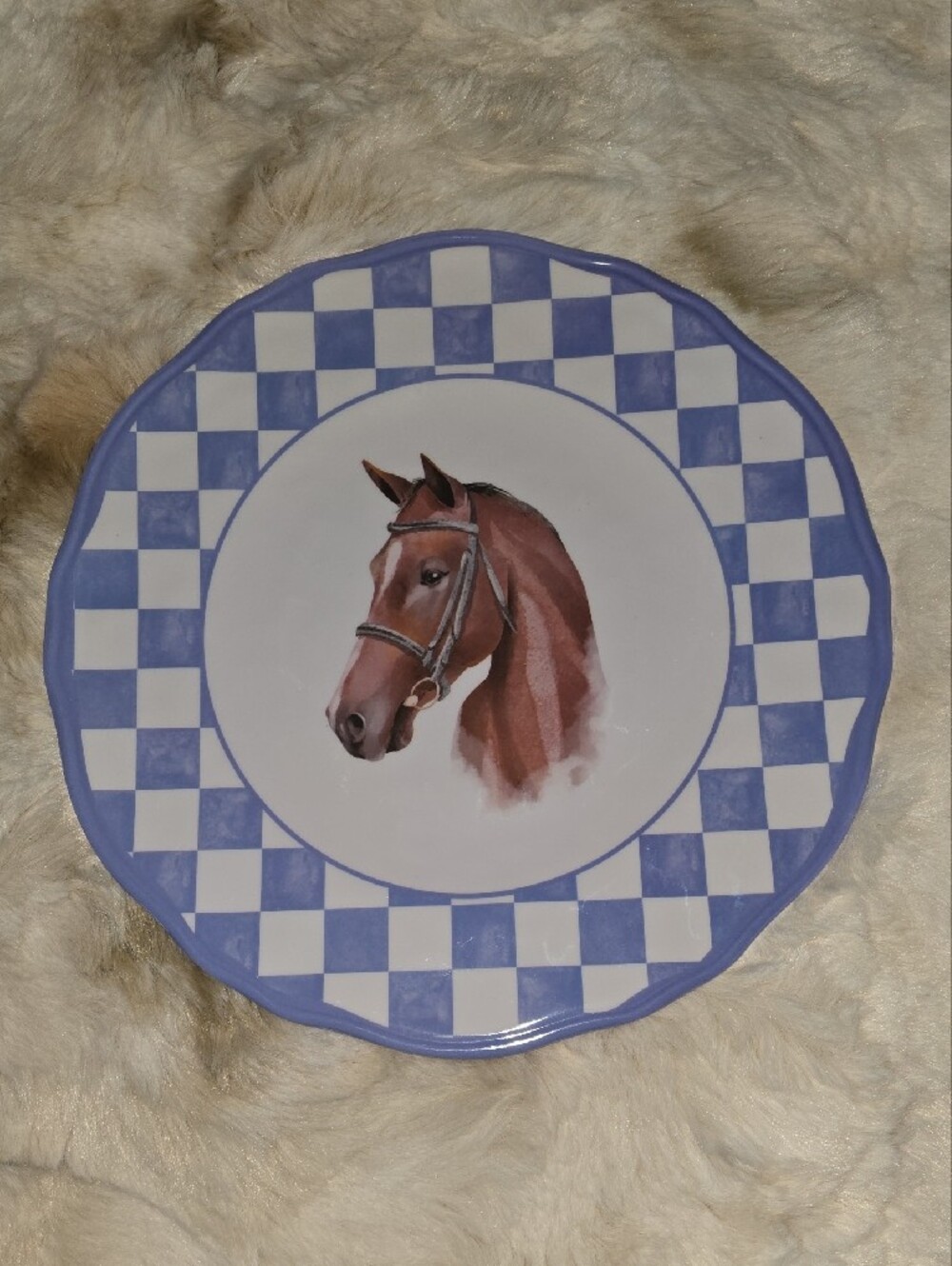 Farmhouse Checkered Dinner Plates Set - Blue, Gray, Yellow, Pink - Picture 4 of 6